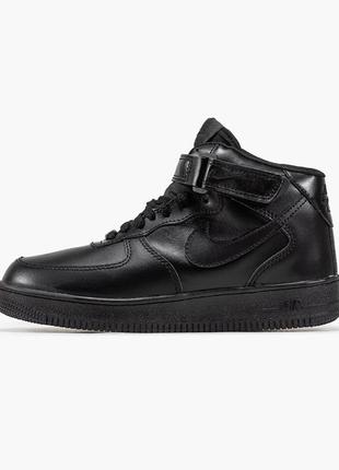 Зимние мужские кроссовки nike air force 1 mid black (мех) 41-42-43-443 фото