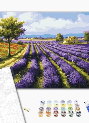 Картина по номерам 40х50 на деревянном подрамнике  "лавандовые поля" bs8998