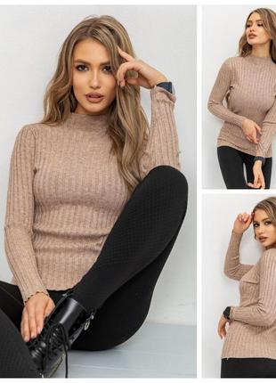 Стильный женский гольф в рубчик цвет бежевый #326