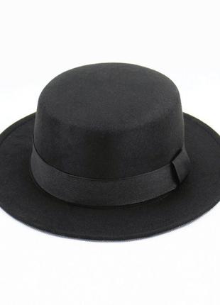 Чёрная шляпа канотье1 фото