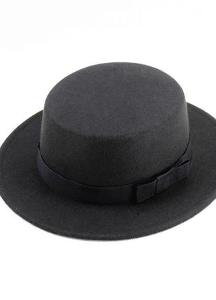 Чёрная шляпа канотье3 фото