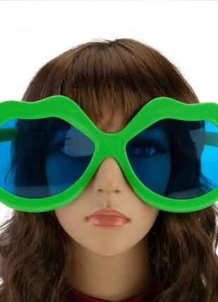Очки-гиганты губы  маскарадные зеленые пластиковые+подарок1 фото