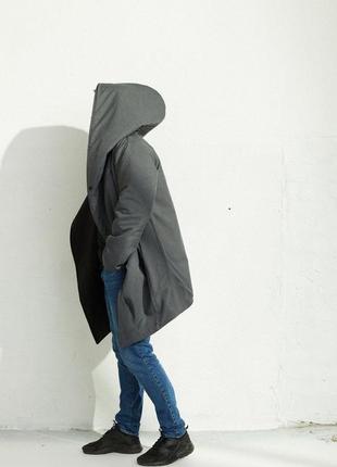 Шикарная куртка мантия мужская двухсторонняя черный/серый зимняя зимняя темлая9 фото