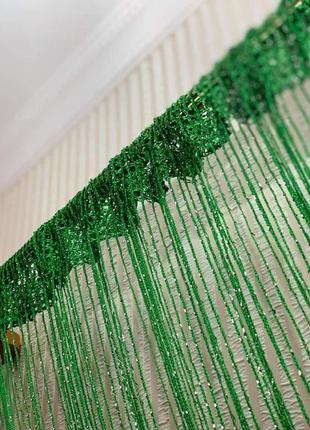 Штори нитки з люрексом зеленого кольору 300*300 см1 фото