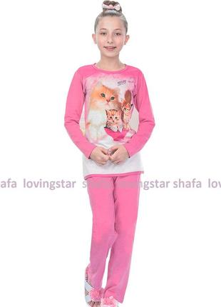 Піжама з кошенятами для дівчинки з довгим рукавом і брюками, туреччина.