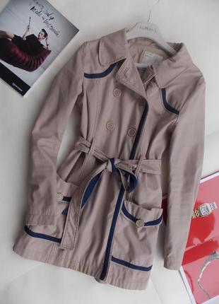 Невероятный тренч плащ бежевый с синим vintage boutique