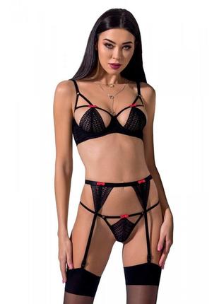 Комплект білизни passion perdita set exclusive чорний, розмір s/m (ps26505)