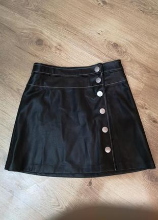 Трендовая юбка из кожзама zara, размер xs, s2 фото