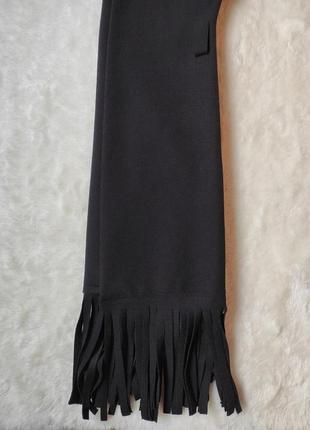 Черный длинный кардиган накидка теплая флисовая оверсайз с бахромой снизу9 фото