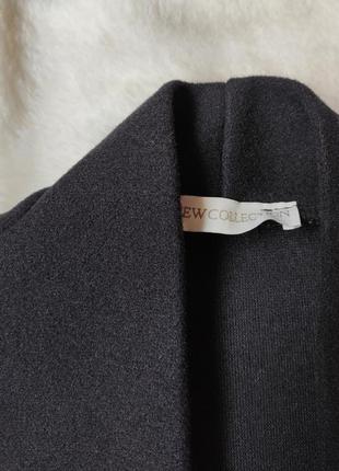 Черный длинный кардиган накидка теплая флисовая оверсайз с бахромой снизу7 фото