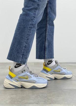 💙💛nike m2k tekno blue yellow ua🇺🇦кросівки жіночі найк, женские кроссовки найк весна-осень9 фото