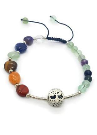 🔺🌳✨браслет фенечка натуральные камни оберег амулет дерево жизни и 7 чакр