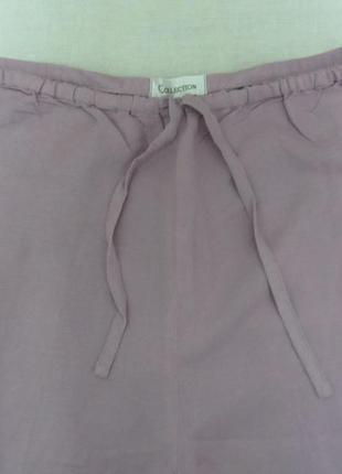 Collection штани штани жіночі літні 55% льон розмір 14 l висока посадка прямий крій4 фото
