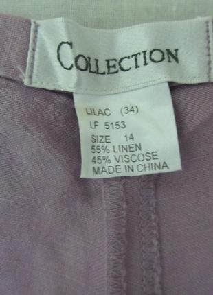 Collection брюки штаны женские летние 55% лён размер 14 l высокая посадка прямой крой5 фото
