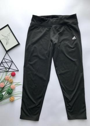 Оригинальные чёрные спортивные лосины /капри / бриджи  /леггинсы в спорт зал adidas