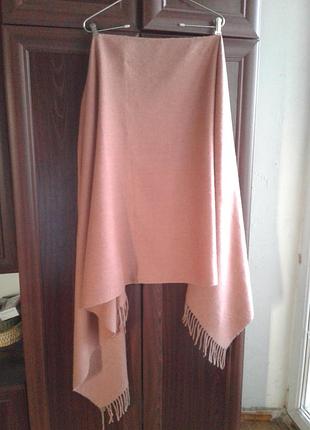 Палантин шарф шаль теракотового кольору з кашеміром із китицями p.r.c.