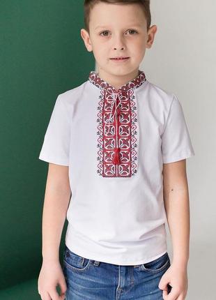 Вишиванка для хлопчика вишита футболка вышиванка трикотажная вышитая футболка 122,128,134 см5 фото