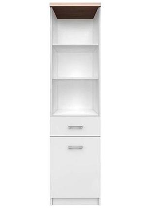 Пенал стелаж у вітальню, дитячу з мдф/дсп відкритий reg otw 1d1s білий/дуб сонома тор-міх вмв холдінг