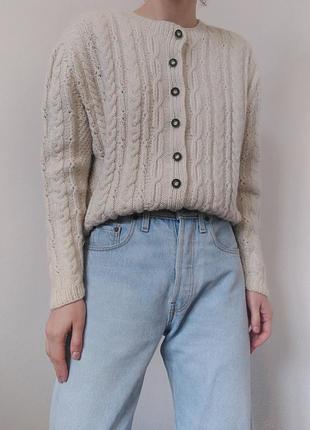 Винтажный шерстяной кардиган свитер с пуговицами ручная работа кардиган шерсть свитер джемпер пуловер реглан лонгслив кофта винтаж4 фото