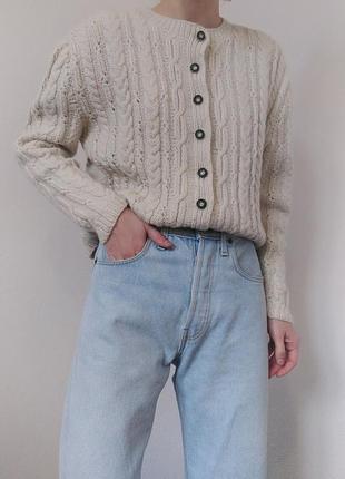 Винтажный шерстяной кардиган свитер с пуговицами ручная работа кардиган шерсть свитер джемпер пуловер реглан лонгслив кофта винтаж2 фото