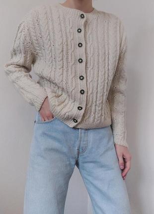 Вінтажний шерстяний кардиган светр з гудзиками ручна робота кардиган шерсть светр джемпер пуловер реглан лонгслів кофта вінтаж