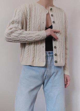 Вінтажний шерстяний кардиган светр з гудзиками ручна робота кардиган шерсть светр джемпер пуловер реглан лонгслів кофта вінтаж6 фото