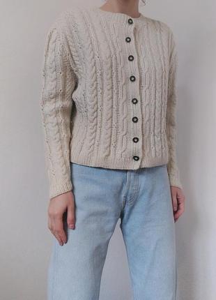 Вінтажний шерстяний кардиган светр з гудзиками ручна робота кардиган шерсть светр джемпер пуловер реглан лонгслів кофта вінтаж8 фото