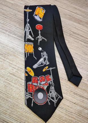 Шовкова краватка, принт барабанна установка3 фото