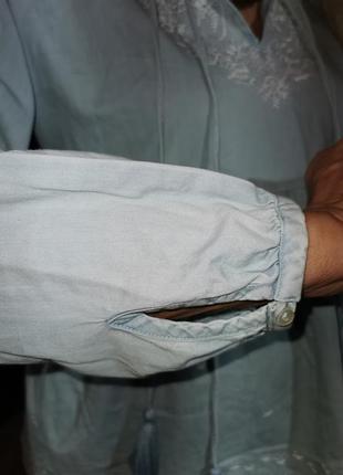 Блуза с вышивкой узор цветы под джинсовую в бохо стиле коттон хлопок next5 фото