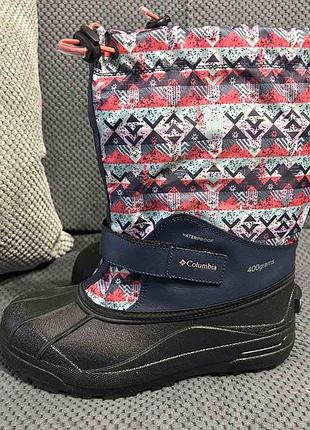 Зимние сапоги columbia youth powderbugt forty print boot, стелька 23 см