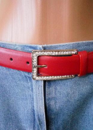 Яскравий пояс ремінь з еко кажи зі стразами , пряжка метал, стрази