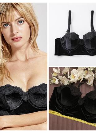 Велюровый черный топ, лиф victoria’s secret, 75b-c.