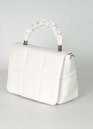 Женская сумка белая сумка белый клатч на короткой ручке стеганая сумка стеганый клатч2 фото