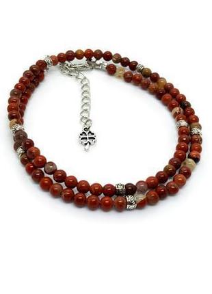 🌹🦋 гарне кольє-чокер намисто натуральне каміння червона яшма