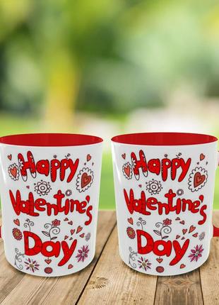 Друк на чашках,кружка з принтом "з днем святого валентина" кружка на подарунок,чашка для закоханих