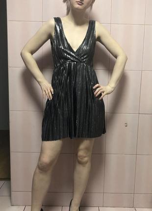 Платье женское xs металлик асфальт xxs темно серебристое молодежное коктейльное вечернее диско