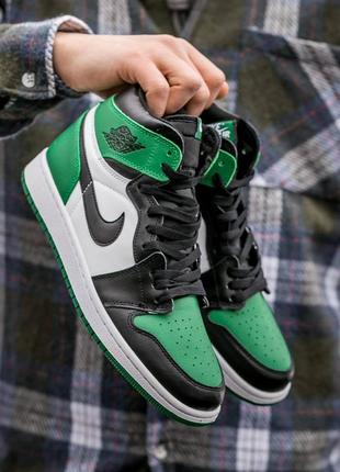 Кроссовки мужские nike air jordan retro 1 “white green”7 фото