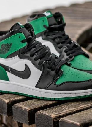 Кроссовки мужские nike air jordan retro 1 “white green”9 фото