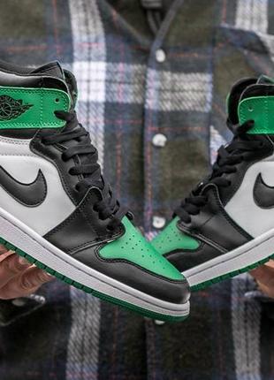 Кроссовки мужские nike air jordan retro 1 “white green”8 фото