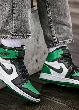Кроссовки мужские nike air jordan retro 1 “white green”