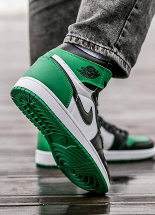 Кроссовки мужские nike air jordan retro 1 “white green”6 фото