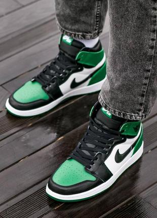 Кроссовки мужские nike air jordan retro 1 “white green”4 фото