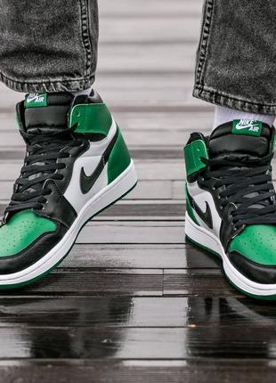 Кроссовки мужские nike air jordan retro 1 “white green”3 фото