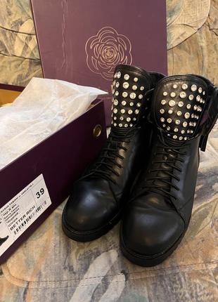 Черевики ботинки зі стразами шкіра sasha fabiani люкс бренд1 фото