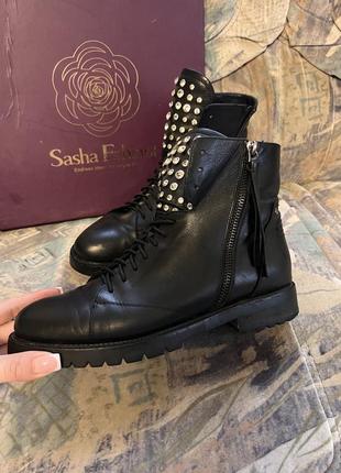 Черевики ботинки зі стразами шкіра sasha fabiani люкс бренд3 фото