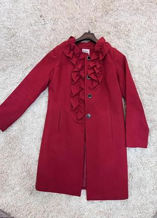 Пальто червоне кашемір шерсть плащ тренч вовна бренд італія