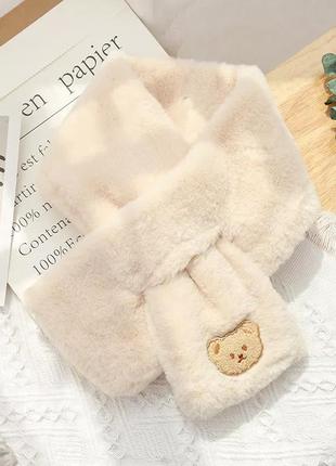 Плюшевый шарф с мишкой