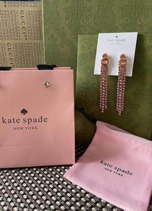 Длинные вечерние серьги с камнями бренд kate spade