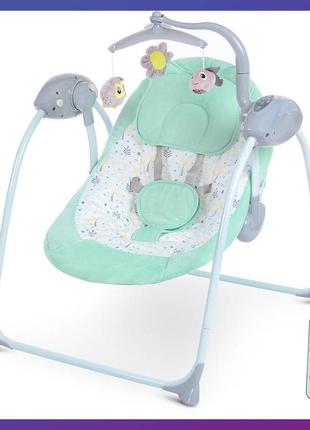 Колисальний центр дитячий pd-a032-13 м'ятний дитяче крісло-гойдалка з пультом 0-12 місяців