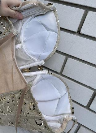 Винтажный красивый, золотой корсет с бахромой, вышивка пайетки, ручная работа швейцария